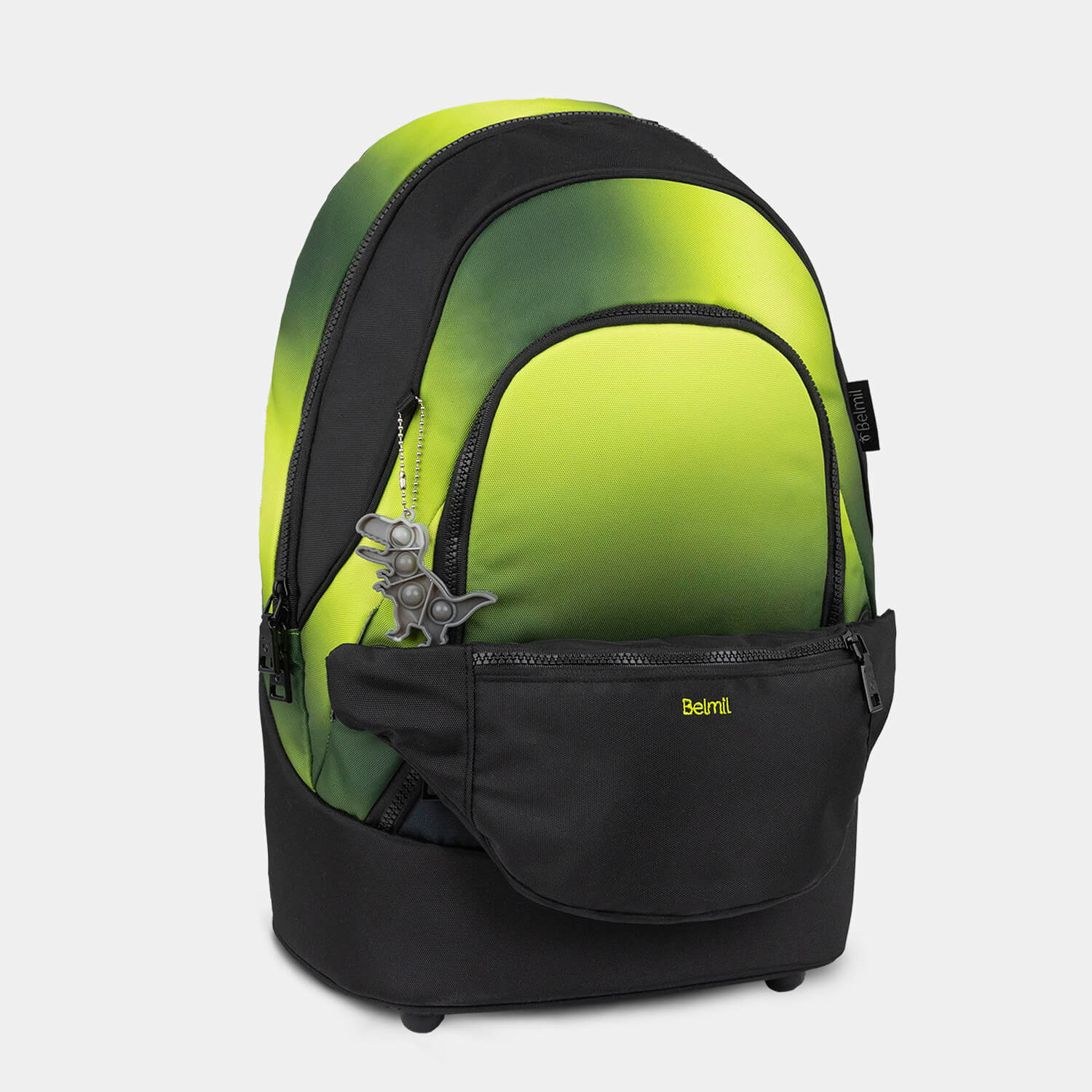 Backpack & Fanny Pack Black Green Schoolbag 2pcs.