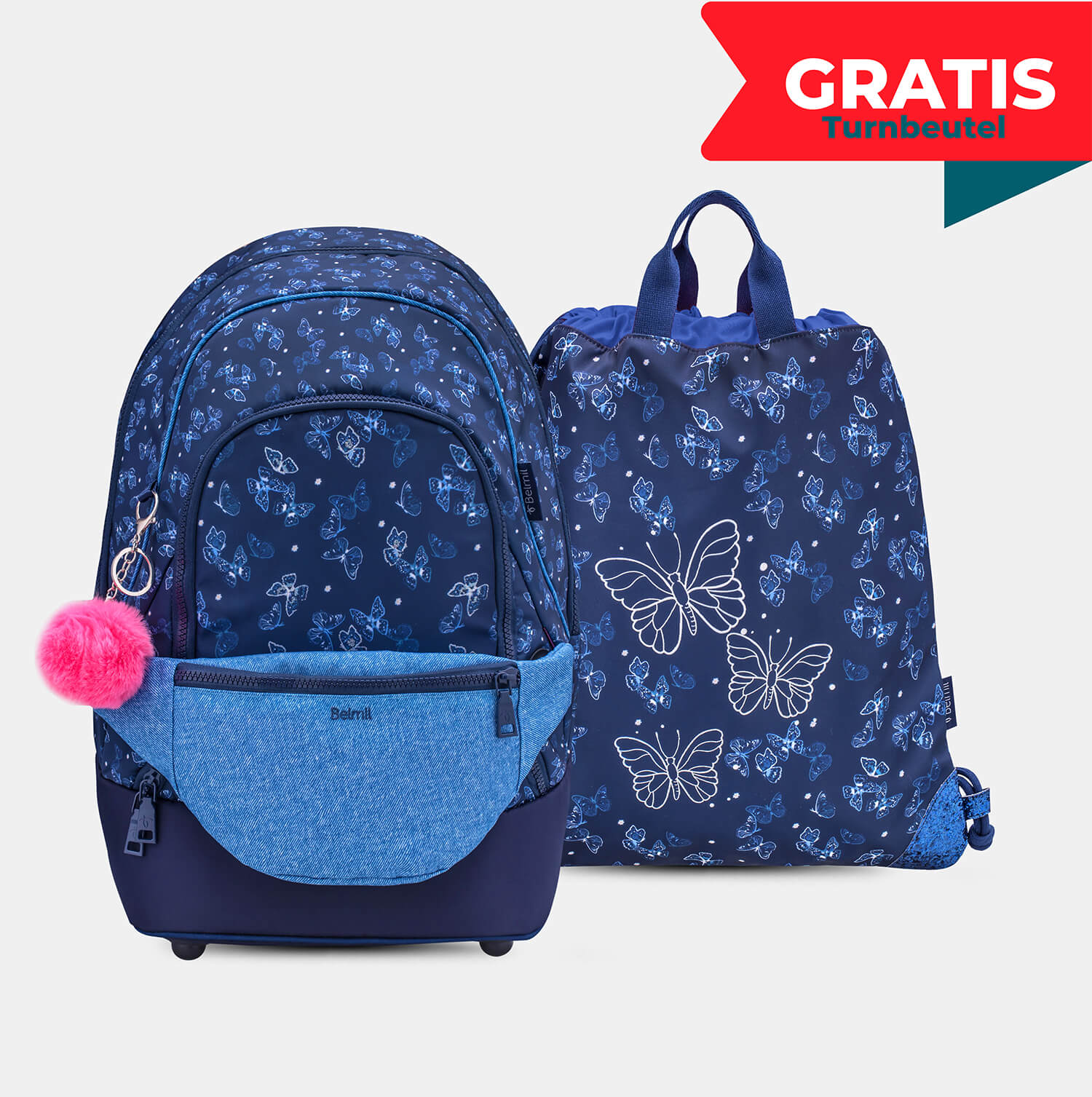 Backpack & Fanny Pack Sapphire Schoolbag with GRATIS Gymbag