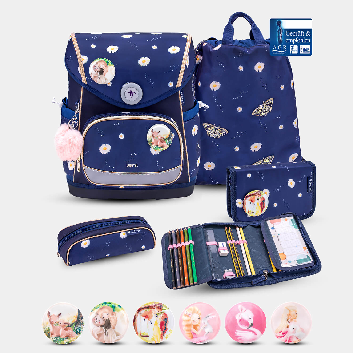 Compact Plus Daisy Schoolbag set 5pcs.