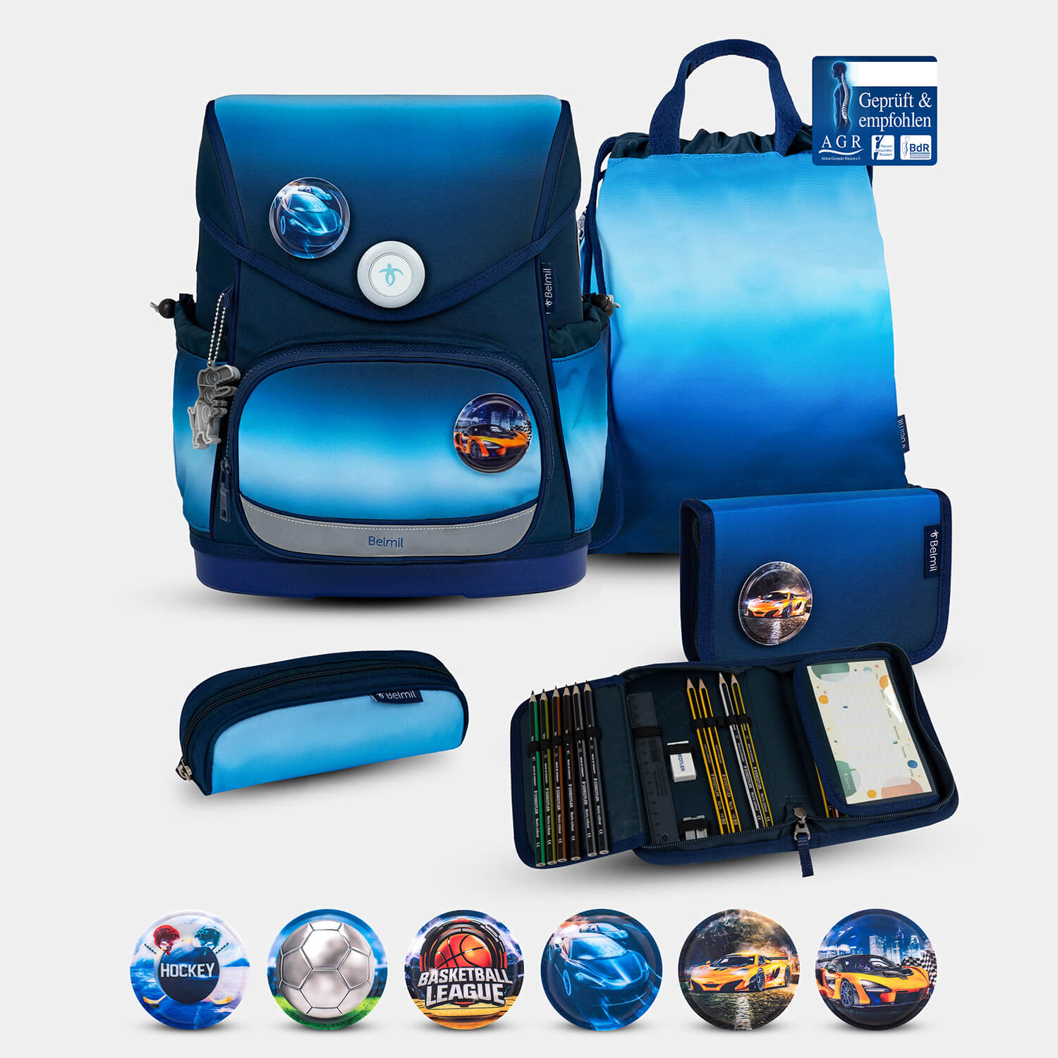 Compact Plus Blue Navy Schoolbag set 5pcs.