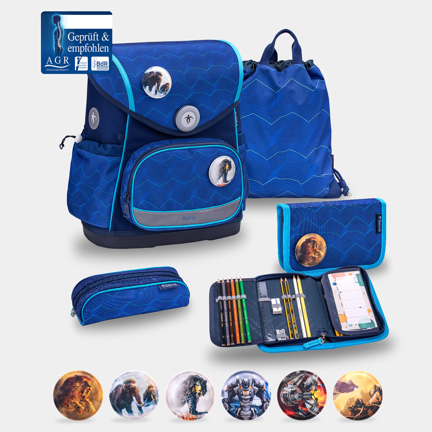 Compact Plus Estate Blue Schoolbag set 5pcs.