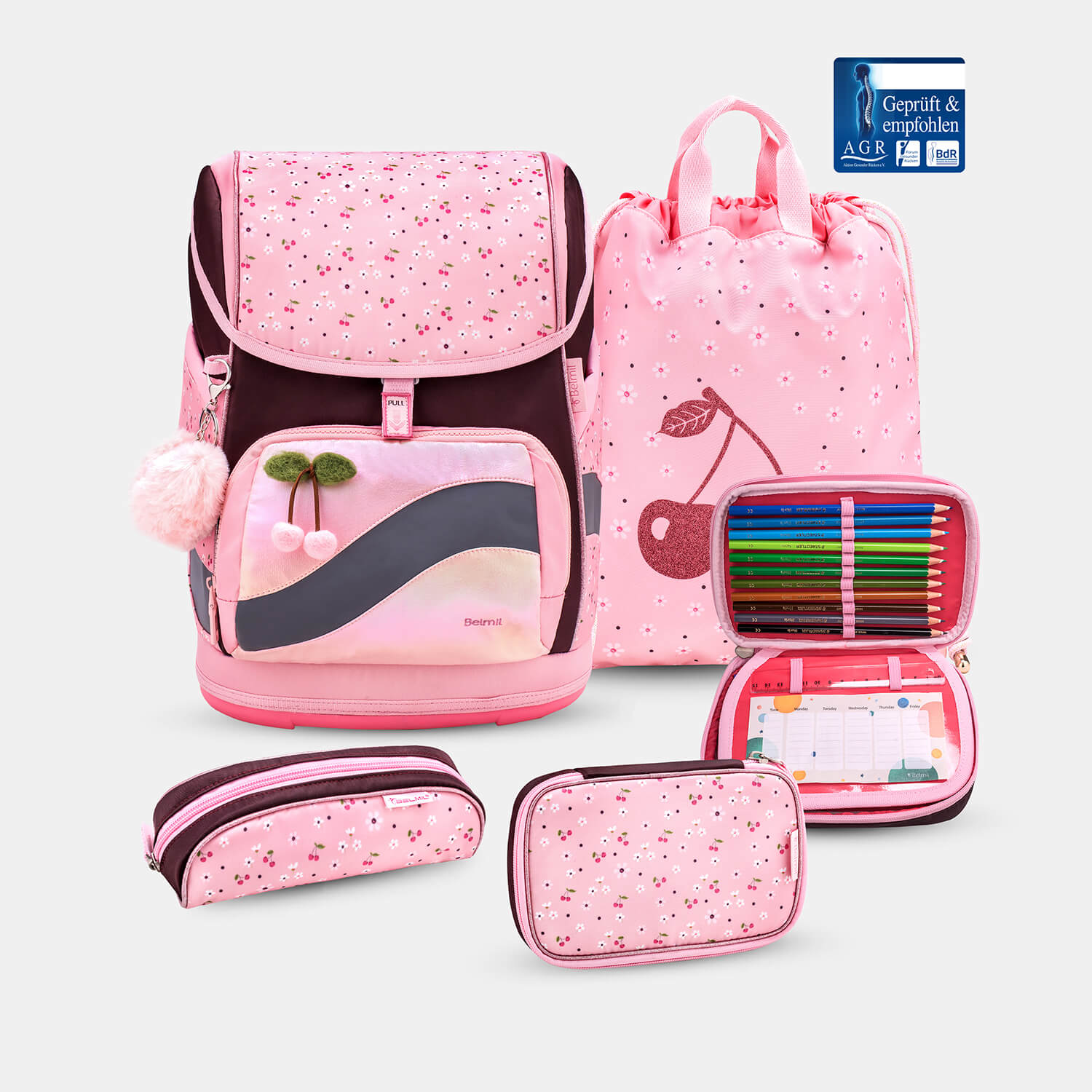 Smarty Plus Cherry Blossom Schoolbag set 5pcs.