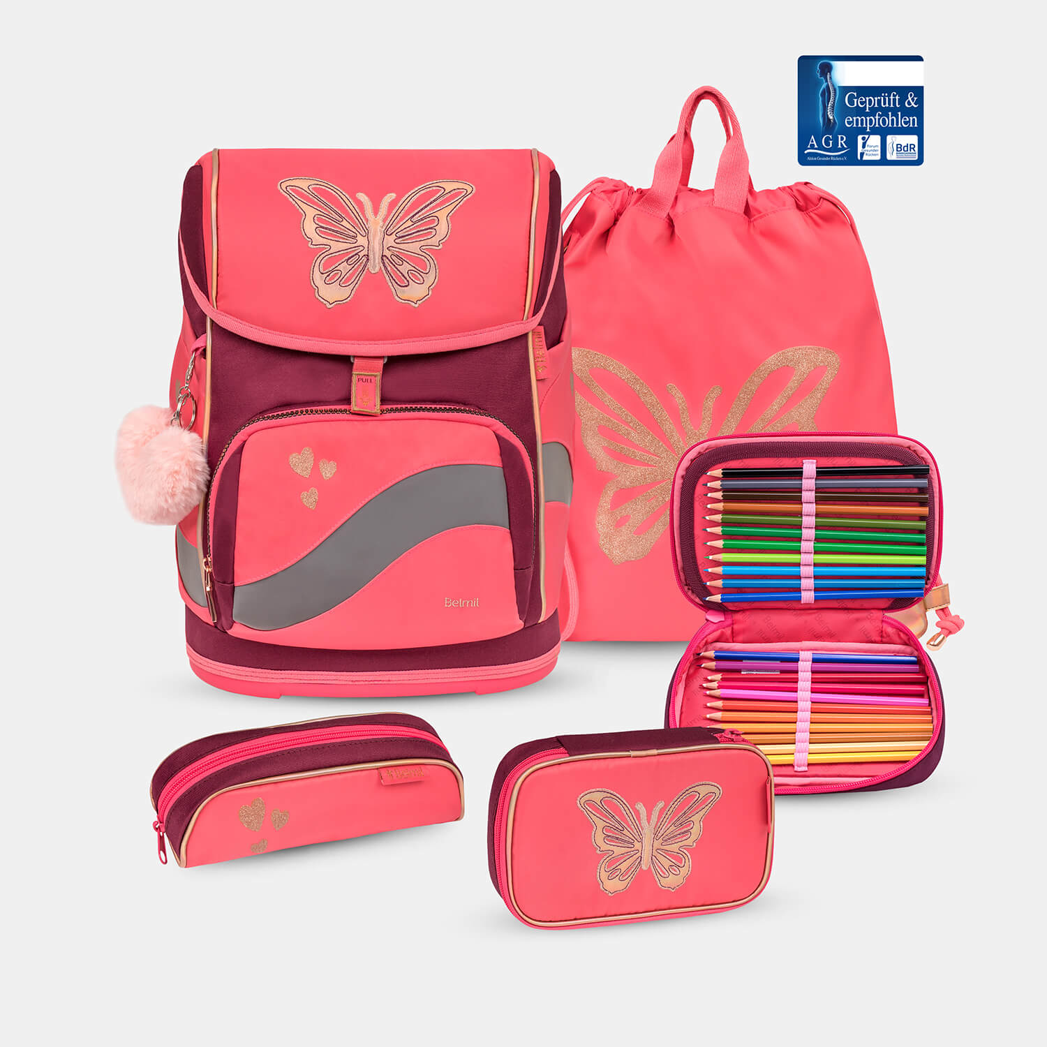 Smarty Plus Coral Schoolbag set 5pcs.