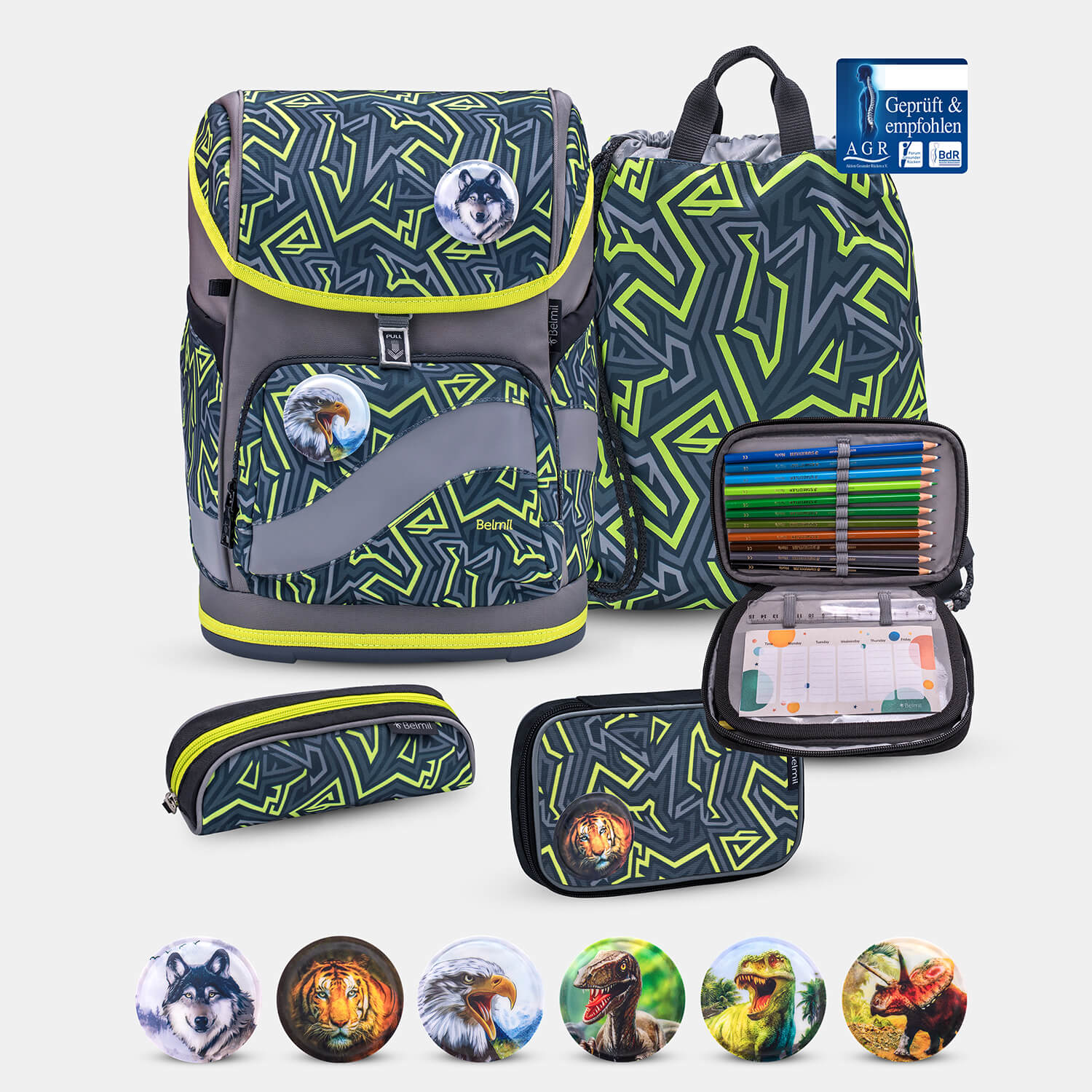 Smarty Plus Iguana Schoolbag set 5pcs.