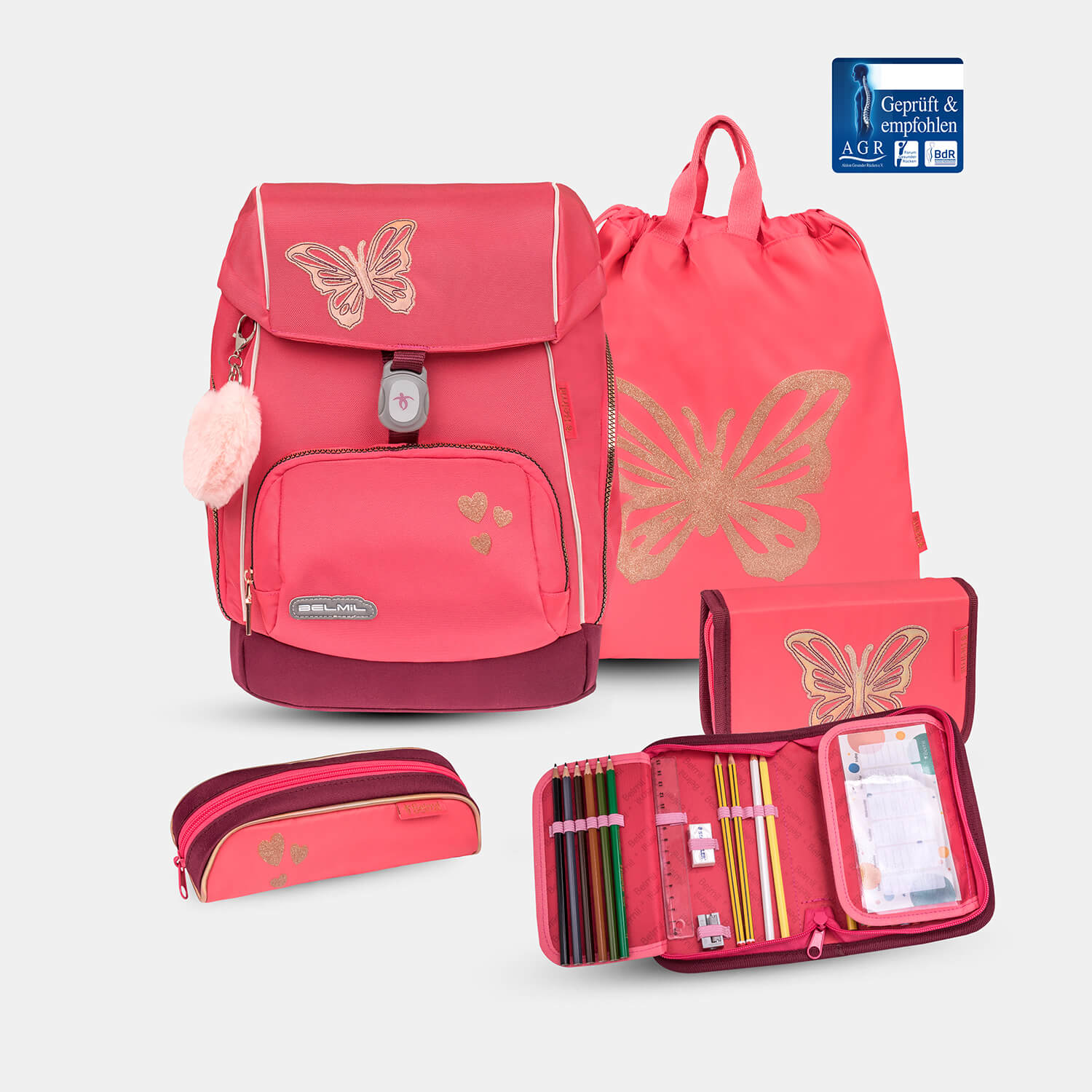 Comfy Plus Coral Schoolbag set 5pcs.