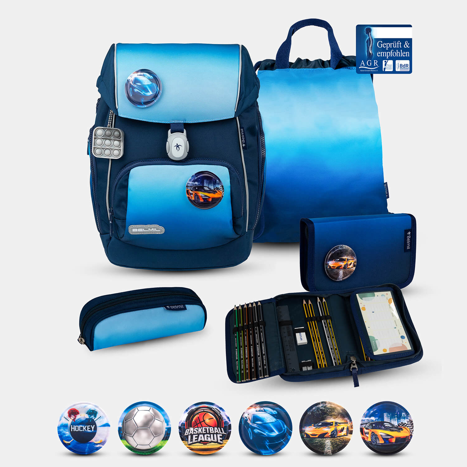 Comfy Plus Blue Navy Schoolbag set 5pcs.