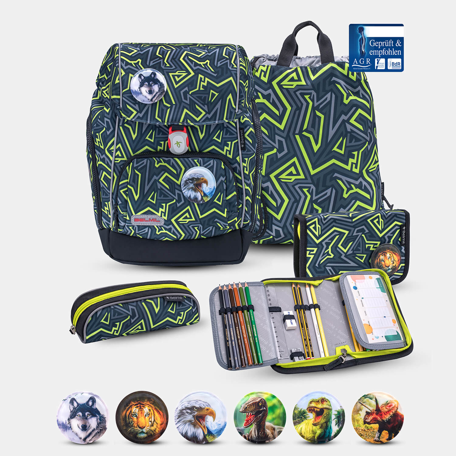 Comfy Plus Iguana Schoolbag set 5pcs.