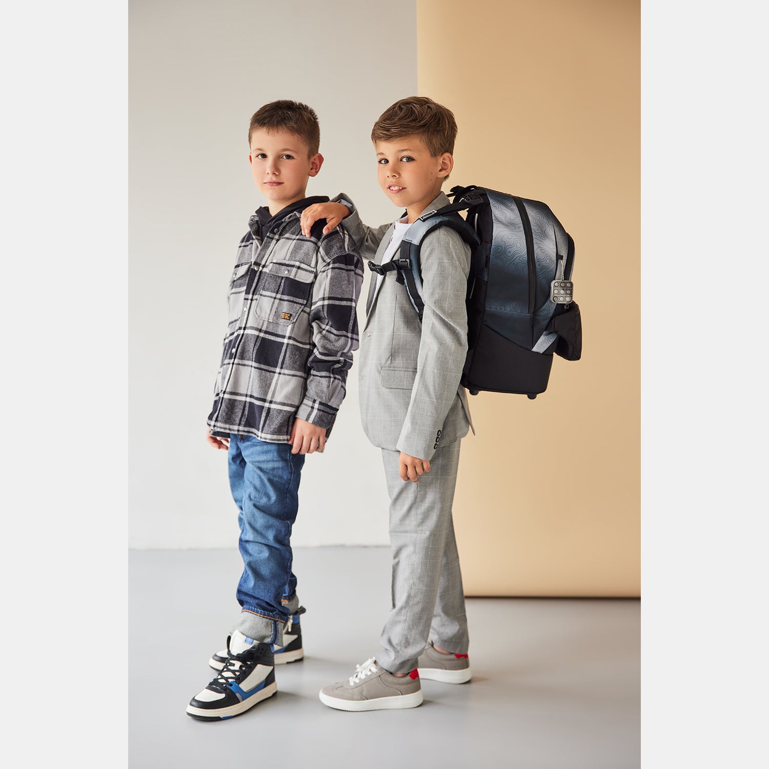 Backpack & Fanny Pack Black Grey Schoolbag with GRATIS Gymbag
