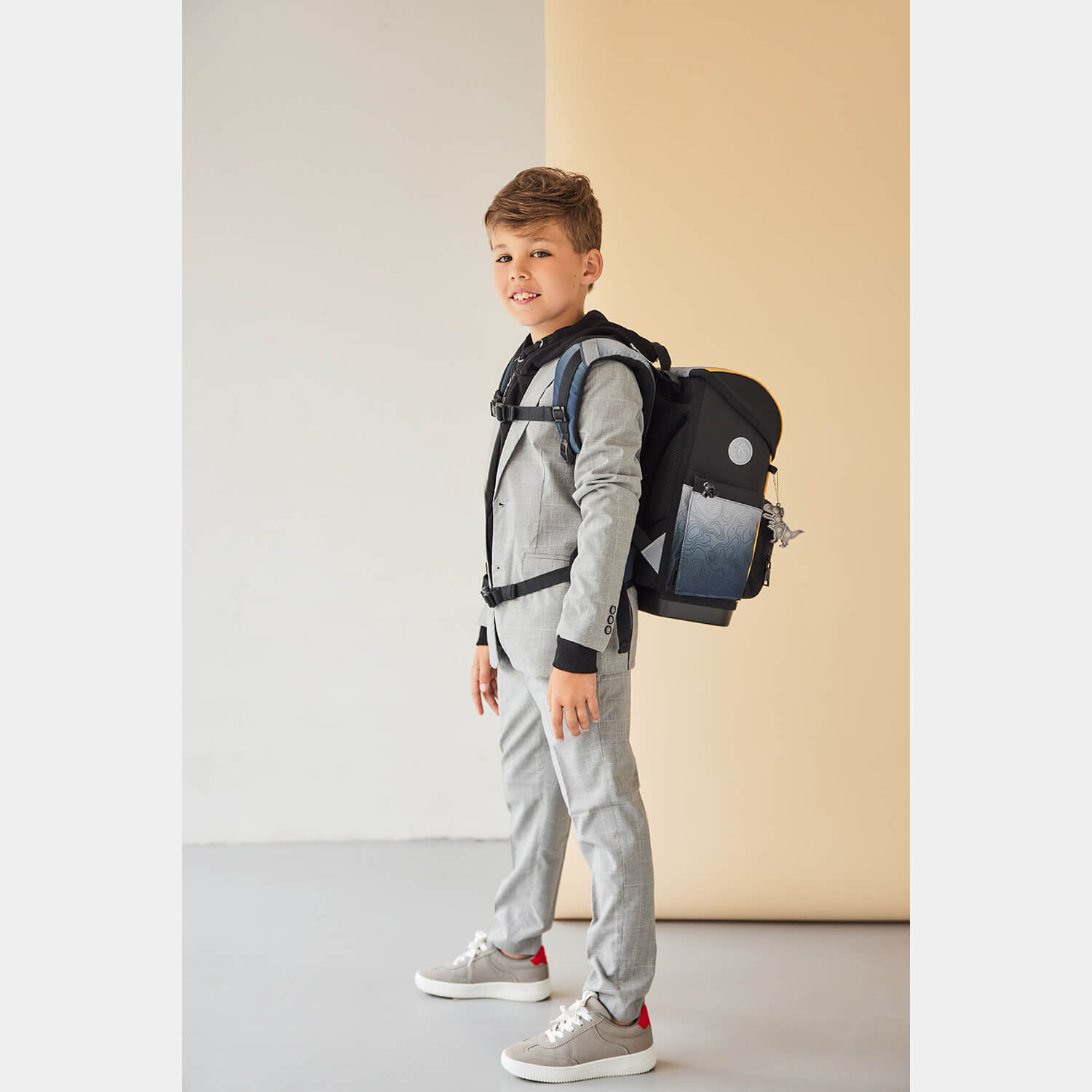 Compact Plus Black Grey Schoolbag set 5pcs.