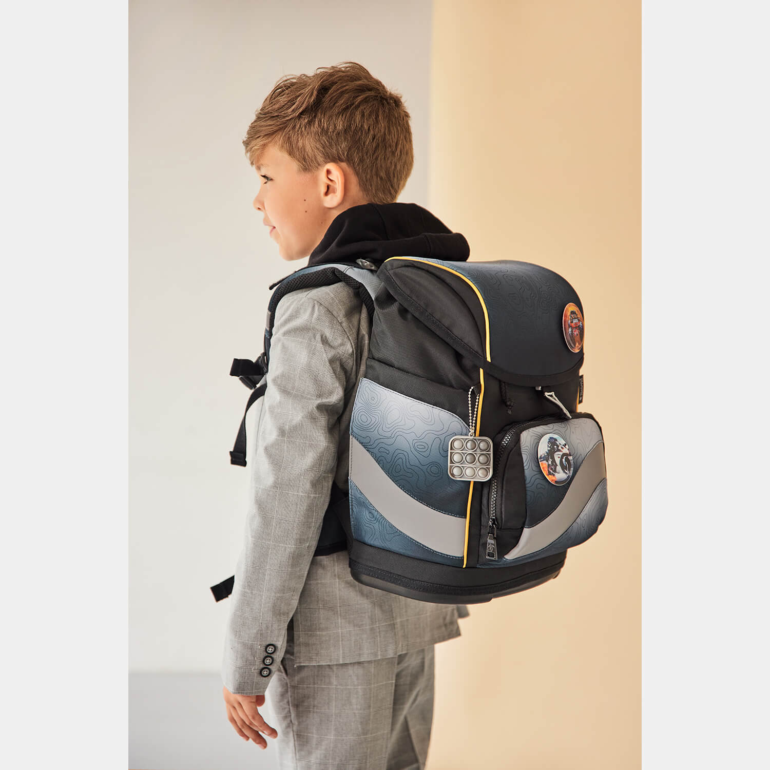 Smarty Plus Black Grey Schoolbag set 5pcs.