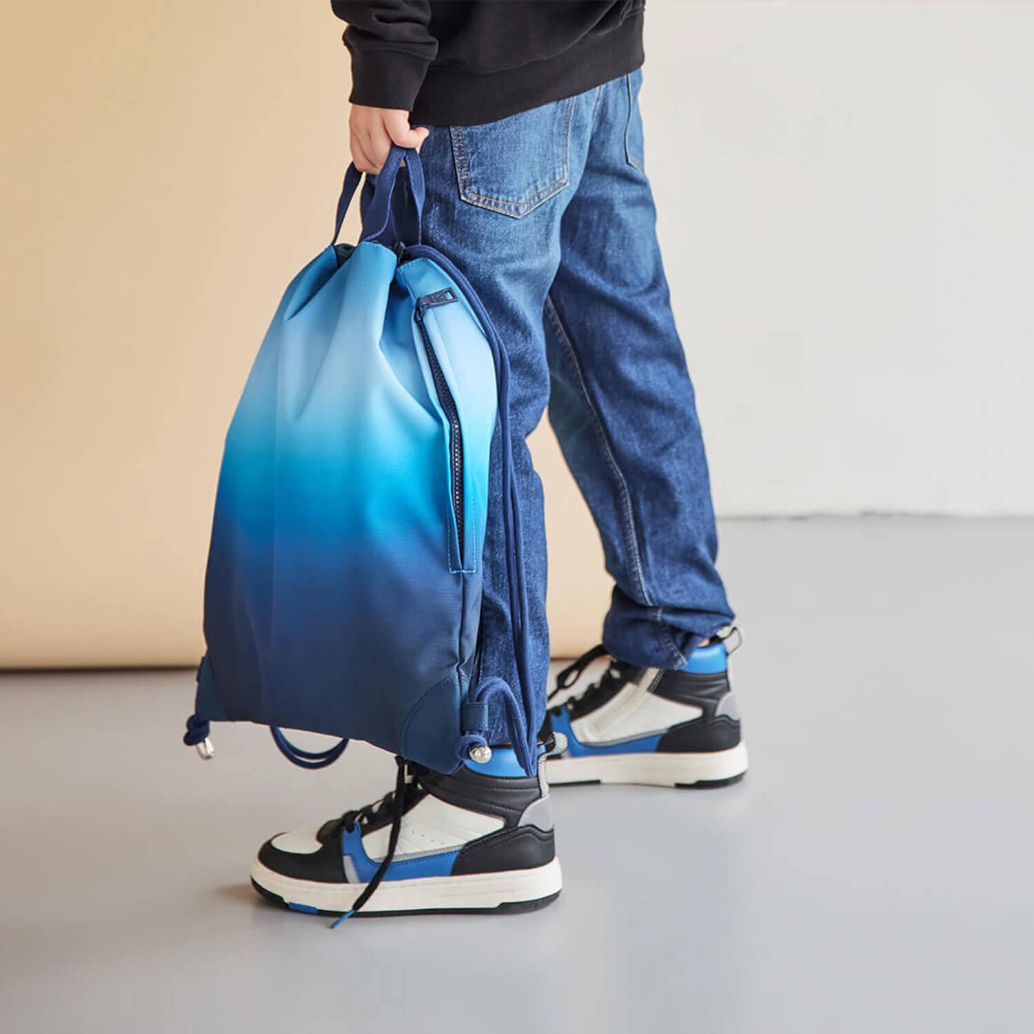 Backpack & Fanny Pack Navy Blue Schoolbag with GRATIS Gymbag